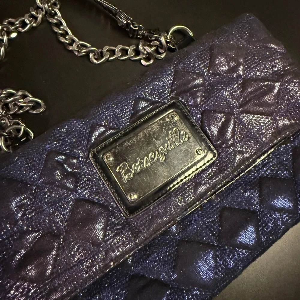 Betseyville Betsey Johnson Purple Quilted Metallic Faux Leather Bag Womens Small